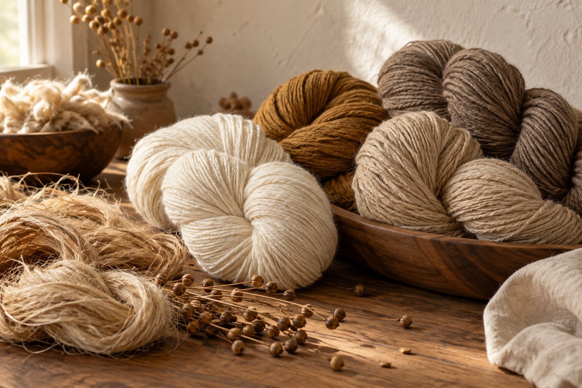 Illustrative imagery: Natural fibres and yarns
